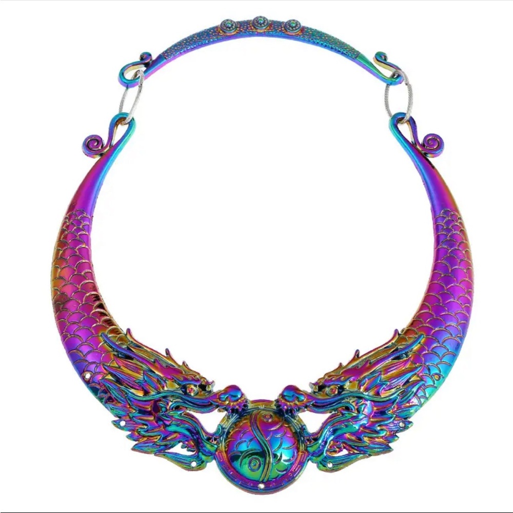 Dragon-Shaped Statement Necklace - Bold & Punk Exaggerated Collar Design